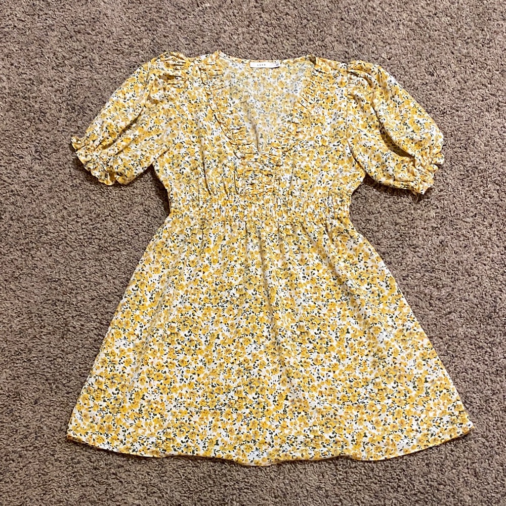 Lush Yellow Floral Mini Dress